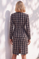 Load image into Gallery viewer, Blue Tweed One Button 2 Piece Round Neck Mini Business Suits