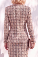 Load image into Gallery viewer, Blue Tweed One Button 2 Piece Round Neck Mini Business Suits