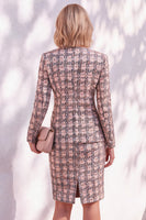 Load image into Gallery viewer, Blue Tweed One Button 2 Piece Round Neck Mini Business Suits