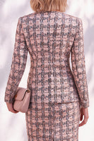 Load image into Gallery viewer, Blue Tweed One Button 2 Piece Round Neck Mini Business Suits
