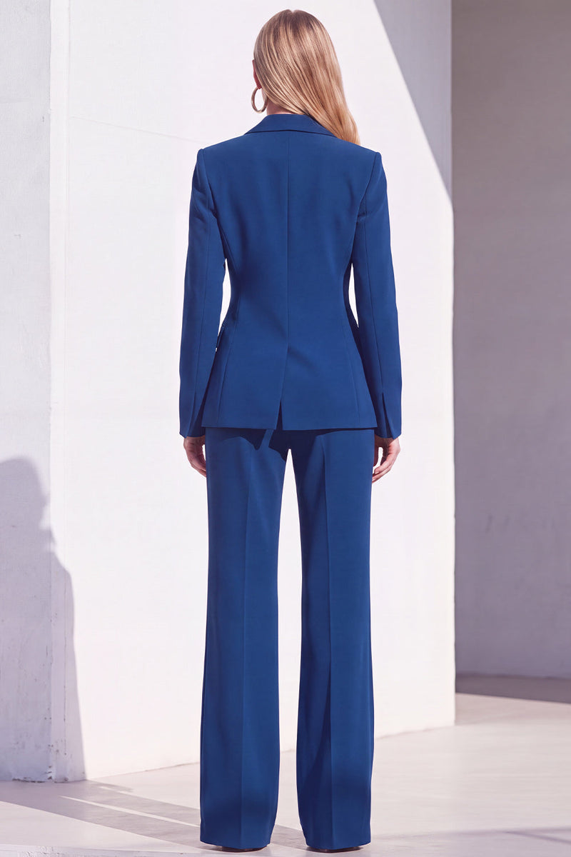 Load image into Gallery viewer, Grey Blue Notched Lapel 2 Piece One Button Business Suits