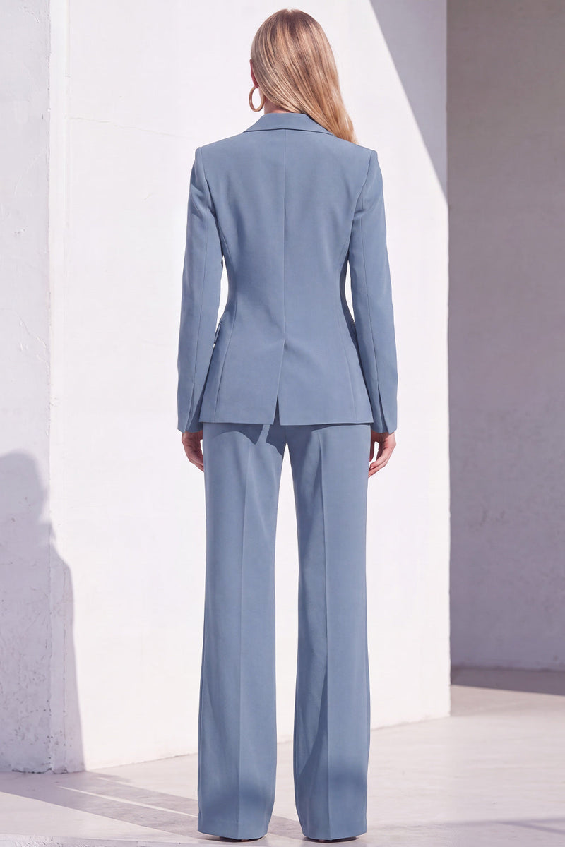 Load image into Gallery viewer, Grey Blue Notched Lapel 2 Piece One Button Business Suits