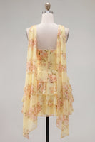 Load image into Gallery viewer, Dark Blue Floral Ruffled A-Line Short Prom Dress with Neck Scarf