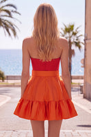 Load image into Gallery viewer, A-Line Navy Purple Color Block Ruffled Short Prom Dress with Bow