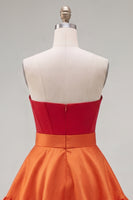 Load image into Gallery viewer, A-Line Navy Purple Color Block Ruffled Short Prom Dress with Bow