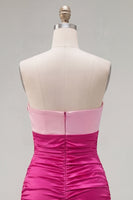 Load image into Gallery viewer, Pink Fuchsia Color Block Keyhole Tight Short Prom Dress