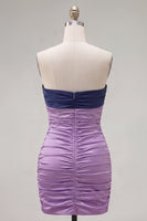 Load image into Gallery viewer, Pink Fuchsia Color Block Keyhole Tight Short Prom Dress