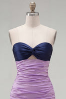 Load image into Gallery viewer, Pink Fuchsia Color Block Keyhole Tight Short Prom Dress