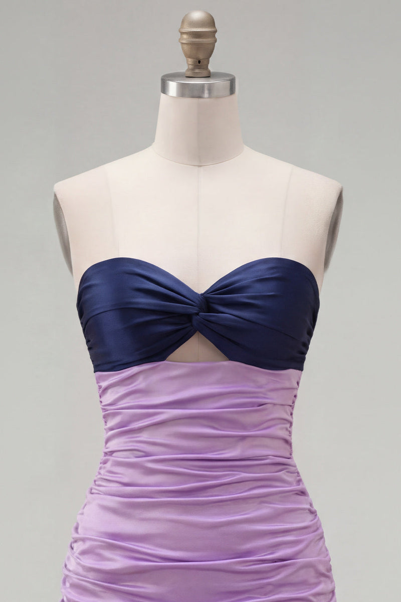 Load image into Gallery viewer, Pink Fuchsia Color Block Keyhole Tight Short Prom Dress