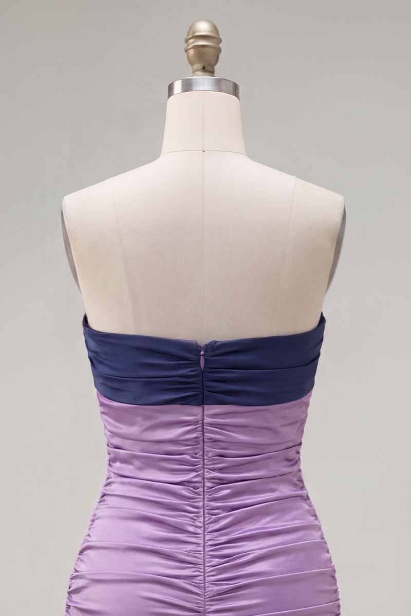 Load image into Gallery viewer, Pink Fuchsia Color Block Keyhole Tight Short Prom Dress