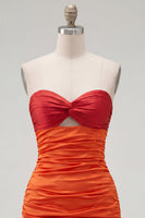 Load image into Gallery viewer, Pink Fuchsia Color Block Keyhole Tight Short Prom Dress