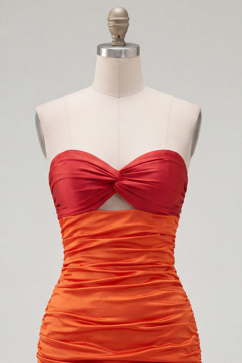 Load image into Gallery viewer, Pink Fuchsia Color Block Keyhole Tight Short Prom Dress