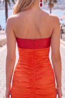 Load image into Gallery viewer, Pink Fuchsia Color Block Keyhole Tight Short Prom Dress