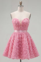 Load image into Gallery viewer, A-Line Blue Sweetheart Short Short Prom Dress with 3D Flowers