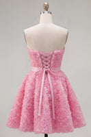Load image into Gallery viewer, A-Line Blue Sweetheart Short Short Prom Dress with 3D Flowers