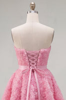 Load image into Gallery viewer, A-Line Blue Sweetheart Short Short Prom Dress with 3D Flowers