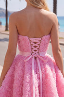 Load image into Gallery viewer, A-Line Blue Sweetheart Short Short Prom Dress with 3D Flowers