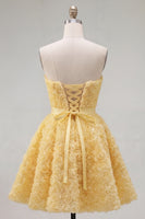 Load image into Gallery viewer, A-Line Blue Sweetheart Short Short Prom Dress with 3D Flowers