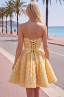 Load image into Gallery viewer, A-Line Blue Sweetheart Short Short Prom Dress with 3D Flowers