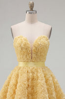 Load image into Gallery viewer, A-Line Blue Sweetheart Short Short Prom Dress with 3D Flowers