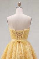 Load image into Gallery viewer, A-Line Blue Sweetheart Short Short Prom Dress with 3D Flowers