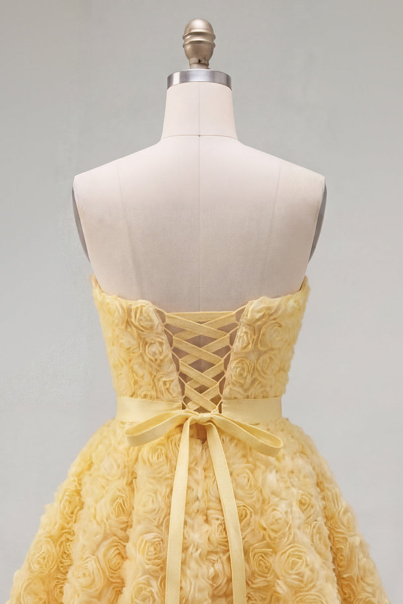Load image into Gallery viewer, A-Line Blue Sweetheart Short Short Prom Dress with 3D Flowers