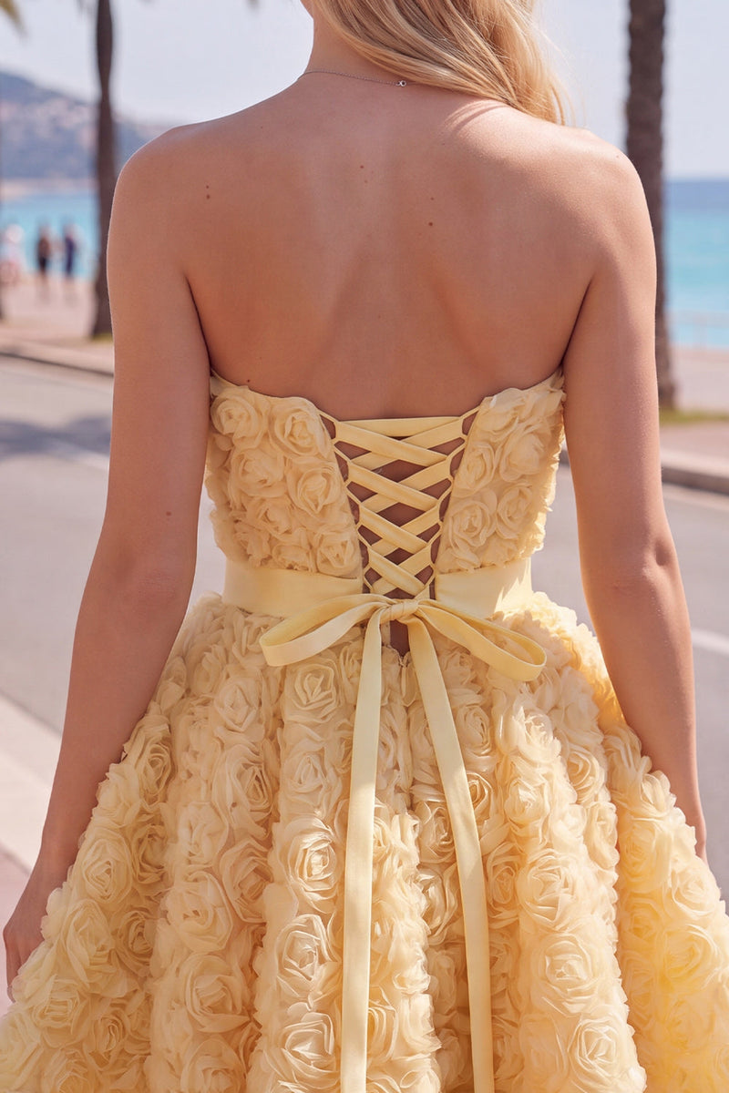 Load image into Gallery viewer, A-Line Blue Sweetheart Short Short Prom Dress with 3D Flowers