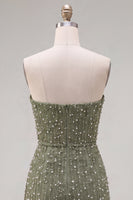 Load image into Gallery viewer, Sparkly Blue Tight Beaded Strapless Short Cocktail Dress with 3D Flowers