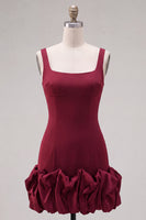 Load image into Gallery viewer, Fuchsia Square Neck Tight Ruffled Short Cocktail Dress