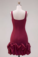 Load image into Gallery viewer, Fuchsia Square Neck Tight Ruffled Short Cocktail Dress