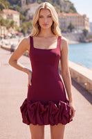 Load image into Gallery viewer, Fuchsia Square Neck Tight Ruffled Short Cocktail Dress
