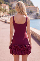 Load image into Gallery viewer, Fuchsia Square Neck Tight Ruffled Short Cocktail Dress