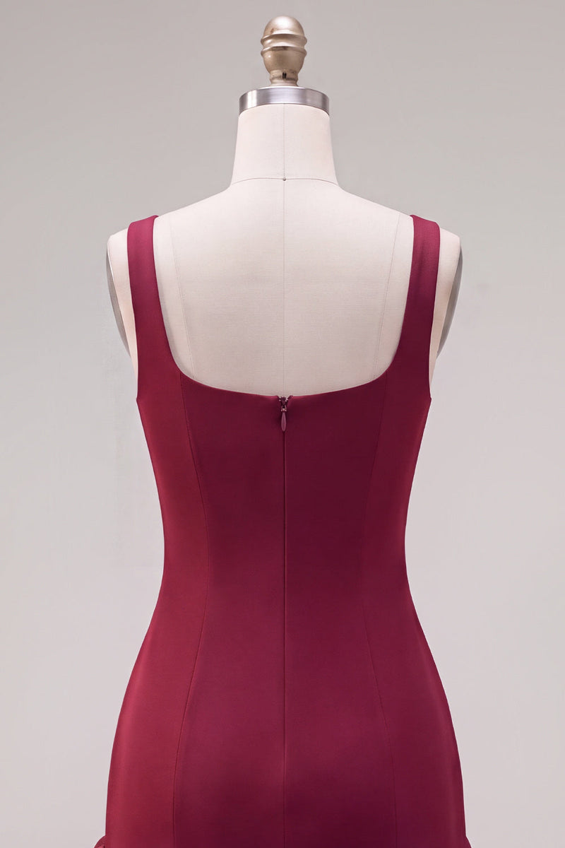 Load image into Gallery viewer, Fuchsia Square Neck Tight Ruffled Short Cocktail Dress