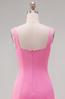 Load image into Gallery viewer, Fuchsia Square Neck Tight Ruffled Short Cocktail Dress