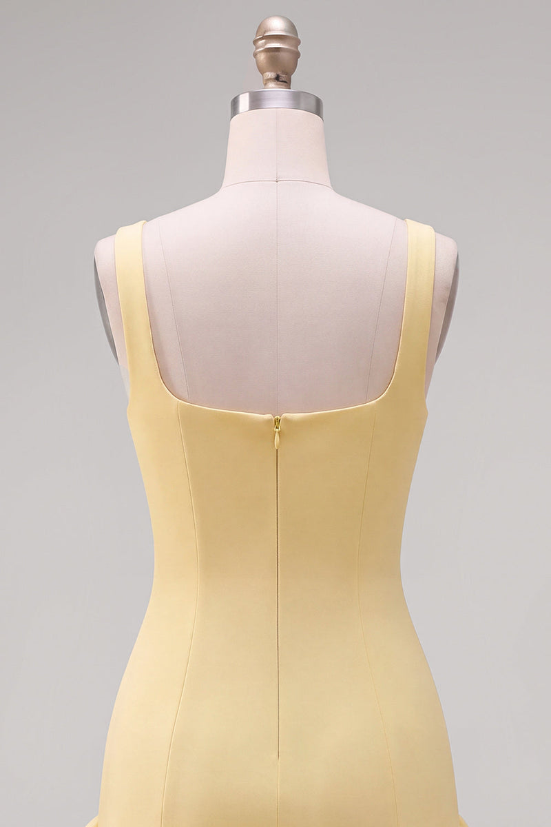 Load image into Gallery viewer, Fuchsia Square Neck Tight Ruffled Short Cocktail Dress