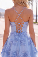 Load image into Gallery viewer, Floral Fuchsia A-Line Spaghetti Straps Short Cocktail Dress