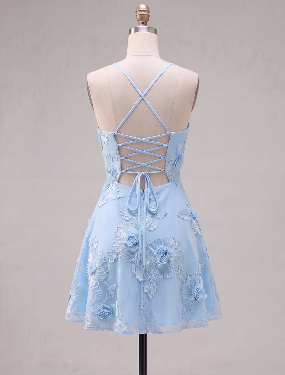 Load image into Gallery viewer, Floral Fuchsia A-Line Spaghetti Straps Short Cocktail Dress
