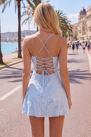 Load image into Gallery viewer, Floral Fuchsia A-Line Spaghetti Straps Short Cocktail Dress