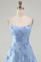 Load image into Gallery viewer, Floral Fuchsia A-Line Spaghetti Straps Short Cocktail Dress