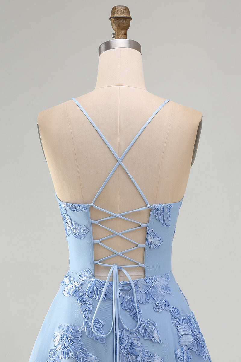 Load image into Gallery viewer, Floral Fuchsia A-Line Spaghetti Straps Short Cocktail Dress