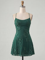 Load image into Gallery viewer, Floral Fuchsia A-Line Spaghetti Straps Short Cocktail Dress