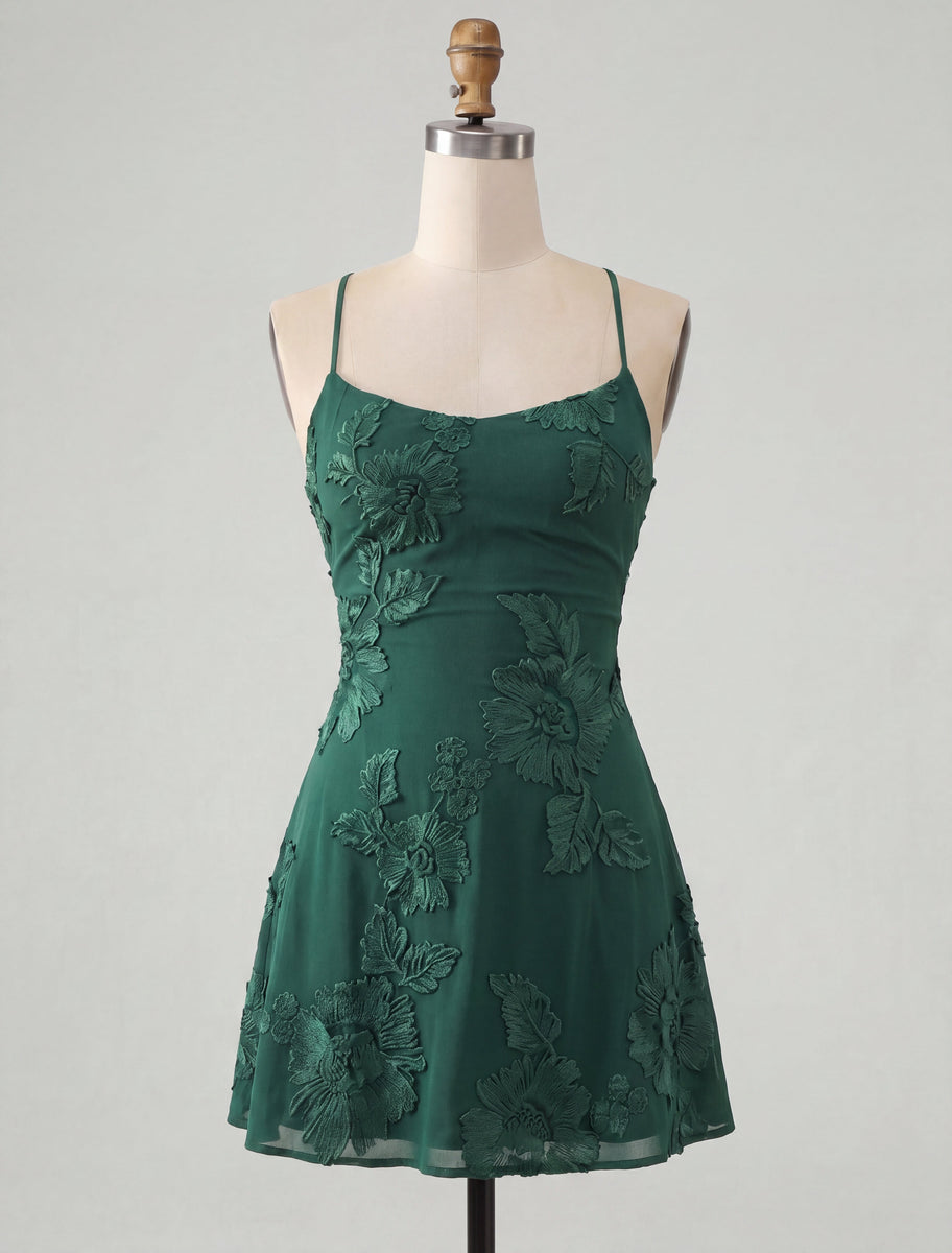 Load image into Gallery viewer, Floral Fuchsia A-Line Spaghetti Straps Short Cocktail Dress