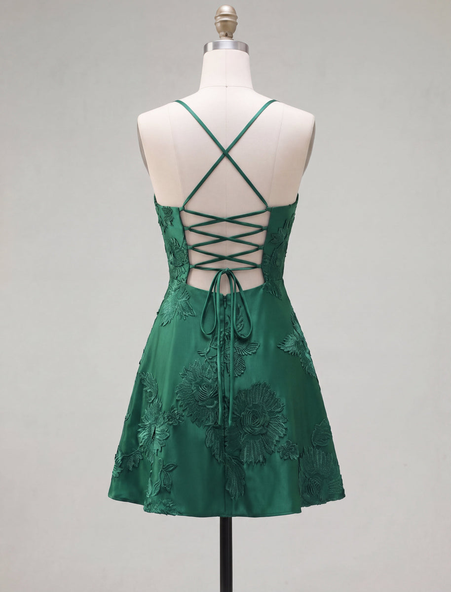 Load image into Gallery viewer, Floral Fuchsia A-Line Spaghetti Straps Short Cocktail Dress
