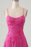 Load image into Gallery viewer, Floral Fuchsia A-Line Spaghetti Straps Short Cocktail Dress