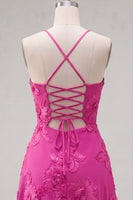 Load image into Gallery viewer, Floral Fuchsia A-Line Spaghetti Straps Short Cocktail Dress