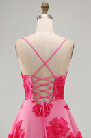 Load image into Gallery viewer, Floral Fuchsia A-Line Spaghetti Straps Short Cocktail Dress