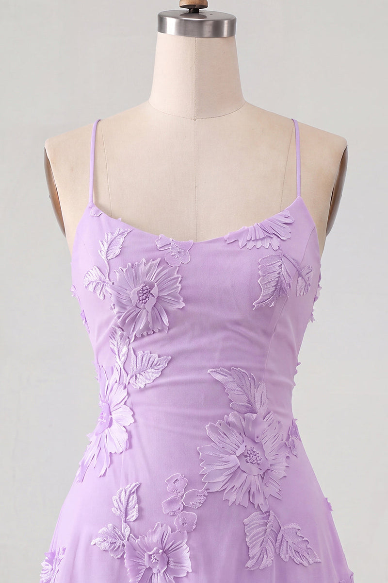 Load image into Gallery viewer, Floral Fuchsia A-Line Spaghetti Straps Short Cocktail Dress