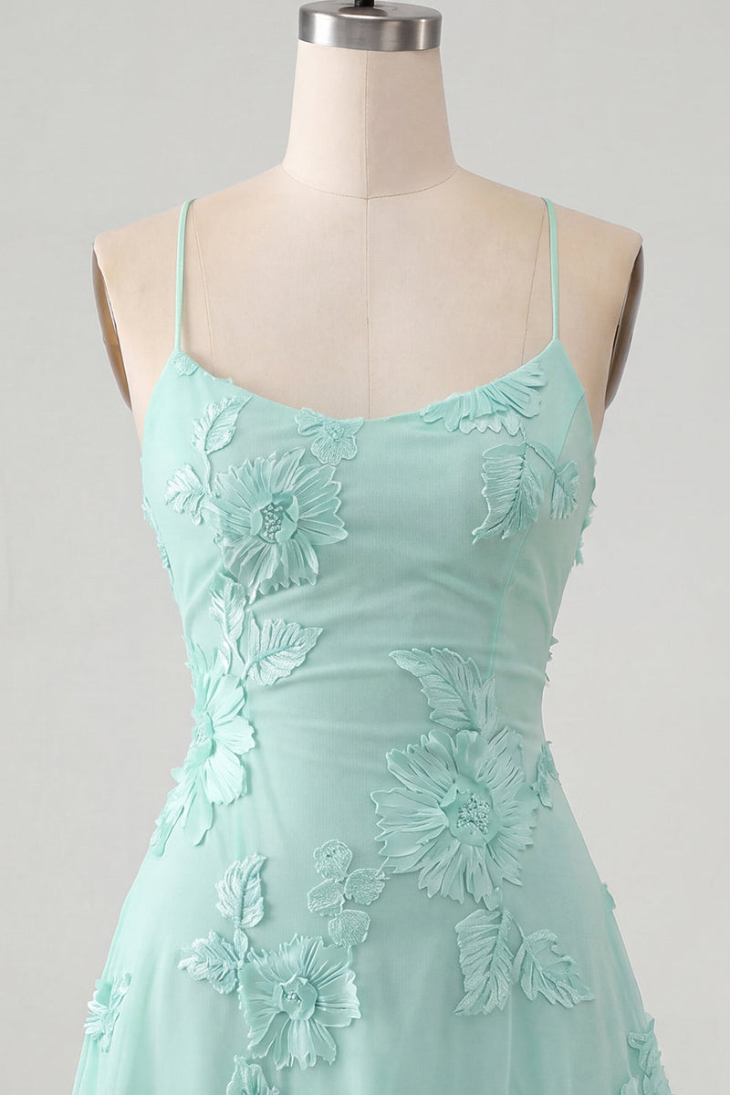 Load image into Gallery viewer, Floral Fuchsia A-Line Spaghetti Straps Short Cocktail Dress