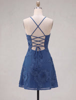 Load image into Gallery viewer, Floral Fuchsia A-Line Spaghetti Straps Short Cocktail Dress