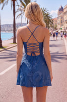 Load image into Gallery viewer, Floral Fuchsia A-Line Spaghetti Straps Short Cocktail Dress